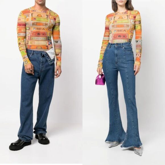 Jean Paul Gaultier "Sex, Sand, Sun" 2000s graphic semi-sheer T-shirt Unisex - Picture 1 of 8